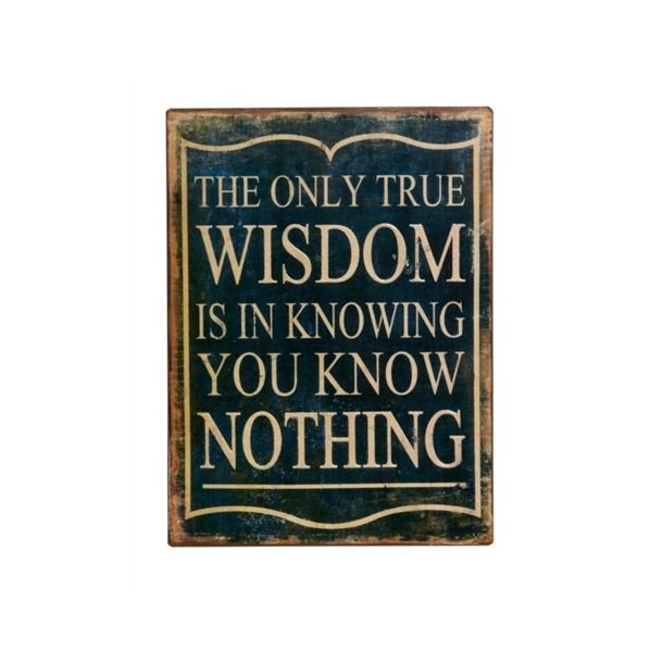 The Only True Wisdom...26x35cm Metal skilt