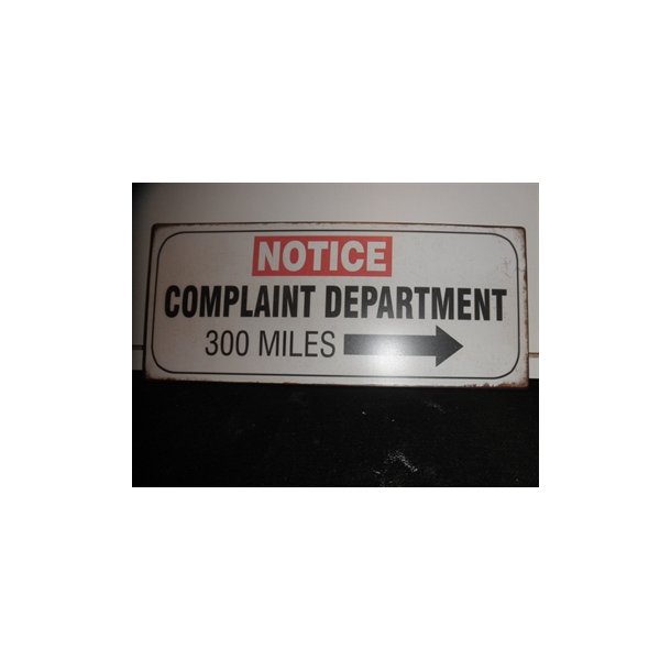 Notice complaint department 300 miles